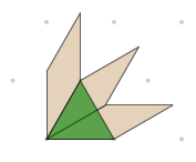 Trois losanges beiges liées à un bloc de triangle vert