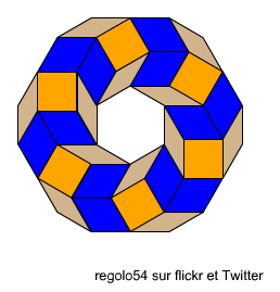 Figure avec six copies d'un noyau de motif disposé autour d'un hexagone