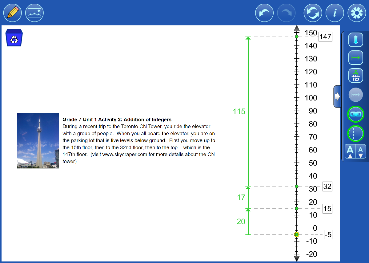 Number Line Tool with Addition of Integers question inserted