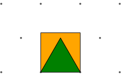 Triangle vert sur carré orange