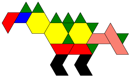Dinosaur made out of triangles and derivative shapes