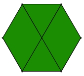 Hexagon area compared to six triangles