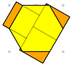 L'aire de l'hexagone comparé aux aux trois carrés