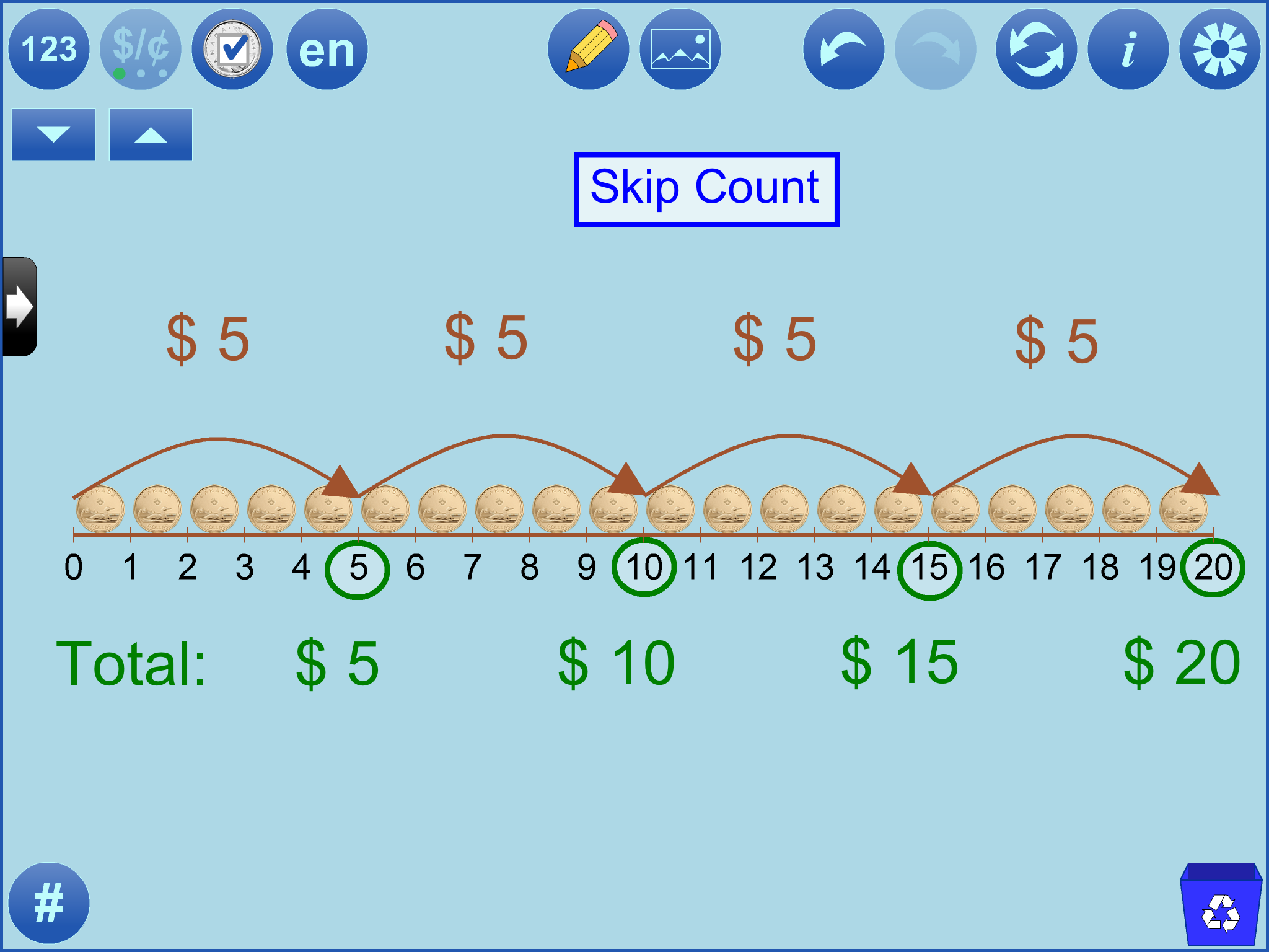 skip count by $5
